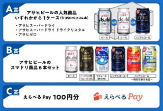アンケートに回答して、アサヒスーパードライ 1ケースなどが抽選で1,000名に当たる
