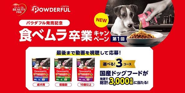 えらべる3コース 国産ドッグフードが抽選で総計3,000名に当たる