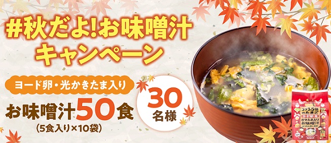 ヨード卵・光公式Xでヨード卵・光かきたま入りお味噌汁 50食が抽選で30名に当たる