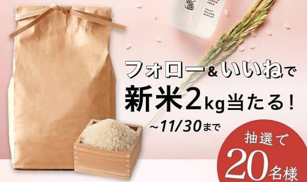 HACCO. PANDA公式Instagramで秋田県産 あきたこまちの新米 2kgが抽選で20名に当たる