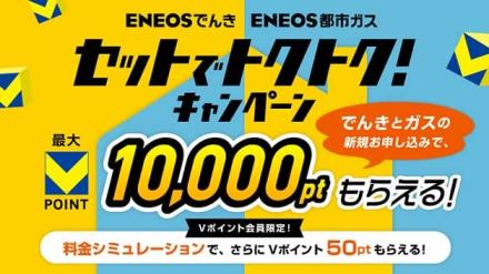 ＥＮＥＯＳでんき/ＥＮＥＯＳ都市ガスキャンペーンサイトで料金シミュレーションを行うとVポイント 50ptがもれなく貰える