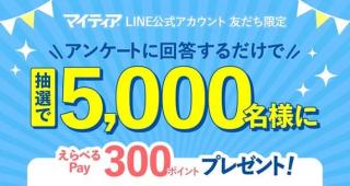 えらべるPay 300ポイントが抽選で5,000名に当たる