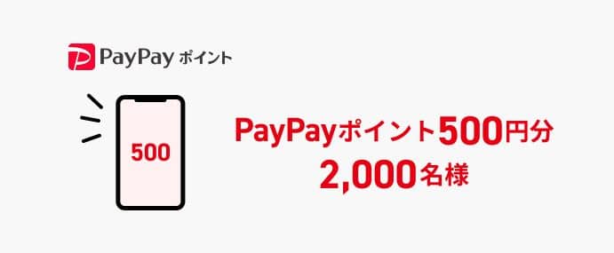 PayPayポイント 500円分が2,000名にその場で当たる