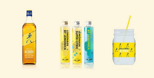 ジョニーウォーカー ブロンドボトル＆レモニカレモネード3種セットが抽選で500名に当たる