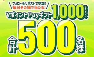 【毎日応募】VポイントPayギフト 1,000ポイントが500名にその場で当たる
