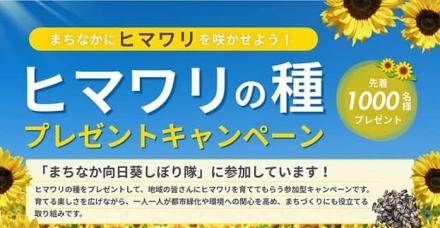 ヒマワリの種が先着1,000名に貰える