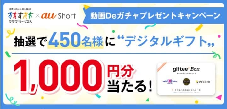 デジタルギフト 1,000円分が抽選で450名にその場で当たる