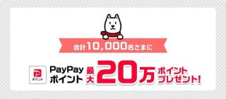 PayPayポイント 最大20万ポイントが抽選で1万名に当たる